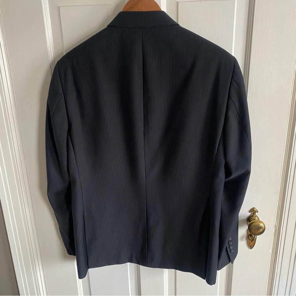 Men’s Tailored Gray Pinstripe Blazer Sport Coat Blue Lining 3 Button XS/S - Picture 3 of 13